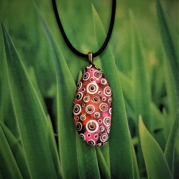 Hand Painted Dot Art Pendant - Picture 9 of 10